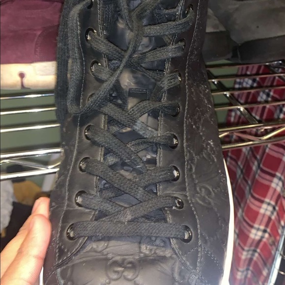 Gucci GG Black and White Monogram Sneakers - Picture 5 of 8